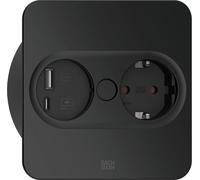 Multiprise carrée Bachmann TWIST 2 avec 1 prise Schuko + USB C, câble de 2 m, noir mat