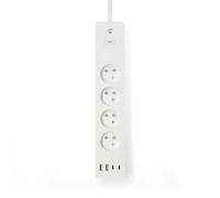 Multiprise Connectée Wi-Fi 4 Sorties 3680W 2m avec 4 Ports USB Blanc