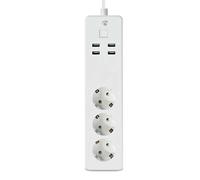 Nedis Multiprise connectée Wi‑Fi SmartLife WIFIP312FWT 3 sorties 16A 3680W 4 USB 1,8m Blanc