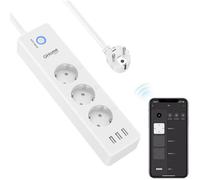 Multiprise Connectée WiFi, Intelligente 3 Prises 16A et 3 USB, Mesurer la Consommation électrique, Compatible avec Alexa, 1.5M