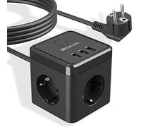 Multiprise Cube USB 3X Prise 3 USB avec Interrupteur et Rallonge de 2m pour Le Bureau, la Maison