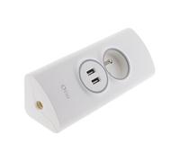 - Multiprise d'angle 2P 16A + 2 USB à câbler - Blanc