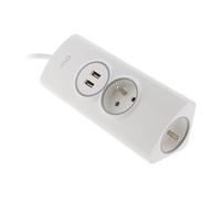 Multiprise d'angle - OTIO - 2 prises 16A + 2 USB - Blanc - 1,5m de câble