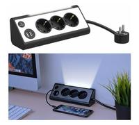 Revolt Multiprise d'angle 3 prises avec 2 ports USB et veilleuse LED