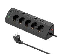 Multiprise d'angle avec USB,Multiprise Electrique Parasurtenseurs 5 Prises | Prise d'angle avec Interrupteurs,Protection contre les surtensions,Bloc Multiprises pour la maison et bureau,Câble 2M,Noir