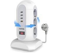 Multiprise de 9 prises avec disjoncteur de surcharge - Prises de courant avec 3 ports USB-A et 1 port USB-C