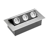 Multiprise de bureau 3 x FRENCH sans câble d'alimentation en aluminium