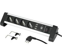 Multiprise de bureau avec interrupteur, 2 prises + 2 ports USB