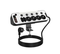Multiprise de Bureau avec Interrupteur,Bloc Prise de Table avec USB C | Multiprise Parafoudre et Surtension avec Support de Bureau Fixable,Prise Multiple D’angle Charge Rapide PD20W,2M Câble,Noir