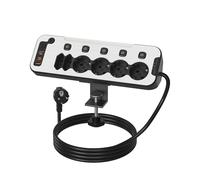 Multiprise de Bureau avec USB C PD20W Charge Rapide,Rallonge Câble 2m,Noir | Prise Multiple avec Interrupteur Individuel,6 Prises D'Angle Bloc Prise Parafoudre Surtension avec Support de Table Amovible