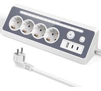 Multiprise de bureau - Multiprise de bureau multifonctionnelle - Avec ports USB et Type-C - Avec interrupteur et voyant LED - Multiprise de bureau conforme aux normes européennes - Pour la cuisine, le