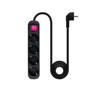 Multiprise de Protection avec 4 Prises, Interrupteur, Couleur Noire, Convient pour Plusieurs appareils électriques, câble