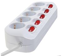 Multiprise de Table avec Interrupteur Individuel, 3 ou 5 Prises, Blanc, Câble de 1,5 m avec Sécurité Enfant (Interrupteur Lumineux)