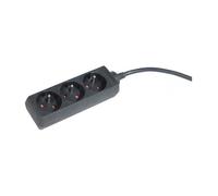 DEXLAN Multiprise 3 prises sans interrupteur noire - 0,8 m