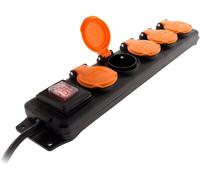 Multiprise d'extérieur avec interrupteur, 5 prises jusqu'à 3680 W - Revolt
