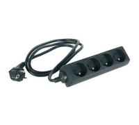 Perel Multiprise, 4 Prises Type E avec Protection Enfant, câble H05VV-F 3G1.5 de 5 m, 3680 W, rallonge compacte pour intérieur, Noire, IP20, 16 A, 230 V