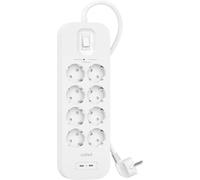 Multiprise électrique avec 8 prises, câble d'alimentation de 2 m, ports USB-C, station de recharge rapide, voyants verts, sécurité 900 J.
