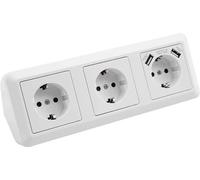 Multiprise électrique avec USB, 3 prises, 2 ports USB, 230 V/16 A, pour la cuisine et le bureau