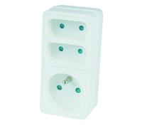 Multiprise Electrique Branchement Secteur - Multiprise Murale 3 Prises - Multiprise 3 Prises Compacte - Bloc Prise - Prise Multiple Murale - Triplites Façade 1x16 2x6A - 120305 JP Outillage
