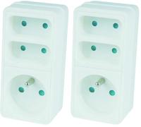 Multiprise Electrique Branchement Secteur - Multiprise Murale 3 Prises - Multiprise 3 Prises Compacte - Bloc Prise - Prise Multiple Murale - Triplites Façade 1x16 2x6A - 120305 JP Outillage