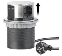 Multiprise encastrable Ø 100 mm avec 3 prises et 2 ports USB