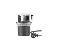Revolt Multiprise encastrable Ø 100 mm – 3 prises, 2 ports USB – Acier inoxydable