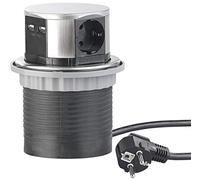 Revolt Multiprise encastrable Ø 100 mm avec 3 prises et 2 ports USB
