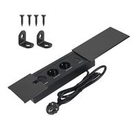 Multiprise encastrable avec couvercle coulissant en métal, Multiprise rétractable 2 prises avec passe-câbles 2 USB A et USB C, Multiprise de table Multiprise rétractable pour bureau cuisine bureau