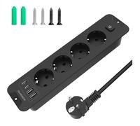 Multiprise Encastrable PD 20W 4 Prises Encastrable Plan de Travail avec 2 USB-A et 2 Type-C Multiprise Prise de Table, Câble 2m