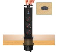 Multiprise Encastrable Pd 30W Usb C1, Bloc Prise Escamotable 3 Prises Avec Usb, Prise Plan De Travail Table, 4000W/16A, Ø 60Mm Câb