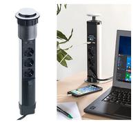 Revolt Multiprise encastrable pour bureau, 3 prises 230V + 2 USB