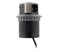 Otio - Multiprise encastrable Schuko 3 prises + 2 USB-A - Blanc/Noir