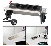Revolt Multiprise encastrée 3500 W en acier inoxydable avec 4 prises