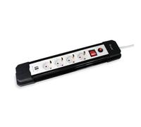 Multiprise Equip 245553 4 Prises Interrupteur 2 USB-A Câble 1,5 m Noir/Blanc