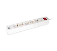 Multiprise Equip 245554 5 Prises Interrupteur 2 USB 1,8 m Blanche