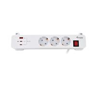 Equip Multiprise 245556 – 3 prises Type F, 2 USB-C, 1 USB-A 20W avec interrupteur