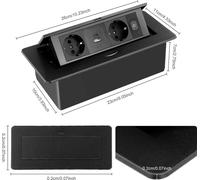 Multiprise escamotable avec port USB - Prise encastrable pour bureau - 2 prises - Extensible - e CE - Noir