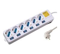 Multiprise Ewent EW3932 6 Prises Protection Interrupteurs Individuels Montage Mural 1,5 m