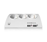 Multiprise Ewent EW3935 5 prises 2 USB-A Protection Interrupteur Blanc