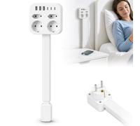 Multiprise extensible 45-65 cm, multiprise avec USB, 3 USB et 3 prises de type C, 4 prises secteur, montage mural pour canapé, lit, bureau