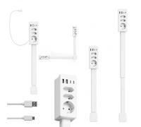 Multiprise Extensible et Pivotante (47-67 cm) avec Ports USB-A, USB-C | Protection Surtension 1800J, Charge Rapide 20W PD, Rotation 360°, PC Ignifuge, Installation Sans Perçage pour Salon/Bureau