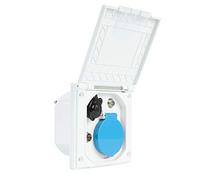 Multiprise extérieure CEE - 240 V - 12 V - Antenne - Satellite - IP44 - Idéale pour caravane, camping-car ou bus de camping (blanc)