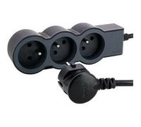 LEGRAND | Rallonge Multiprise Extra-Plate, 3 Prises 2P+T 16A 3680W, Cordon 1,5m Noir Et Gris Foncé, 1 Prise À 90° Pour Chargeur Volumineux
