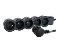 Multiprise Filaire Compact, 5 Prises Noir, 1,5M Noir G
