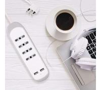 MULTIPRISE GRIS ÉLECTRALINE 4 PRISES BIVALENTES PLUS 2 USB 62061
