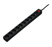 Multiprise Hama Regleta 10 prises Schuko interrupteur sécurité câble 3 m noir