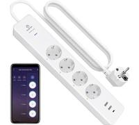 Multiprise intelligente 4 ports USB avec Wi-Fi, 3680 W, compteur d'énergie et minuterie