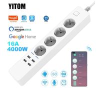 Multiprise intelligente Wifi 4 prises ue, 4 ports de chargement USB, application de synchronisation, commande vocale, fonctionne avec Alexa Google Home Assistant 16A EU WIFI 1.8M