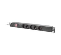 Listwa zasilająca Lanberg Rack PDU 19" 1U 16A 5x 230V Schuko 2m Czarna Lanberg