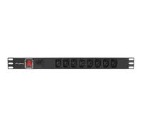 Lanberg PDU 1U PDU-08I-0200-C20-BK – 8 prises C13, 220-250V, 16A, 4000W, câble 2m, aluminium noir